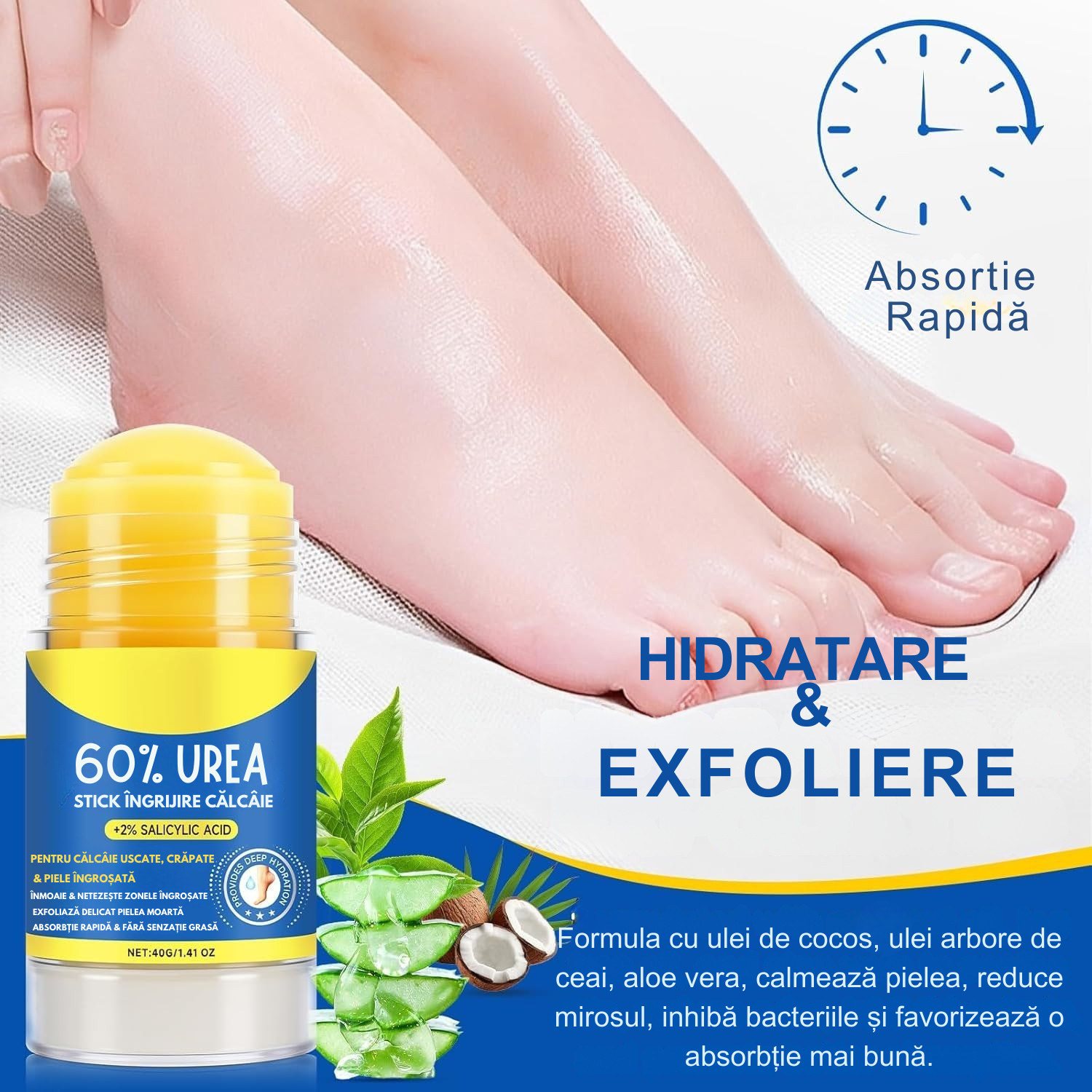 Stick Pentru Călcâie cu Uree 60% și Acid Salicilic 2%