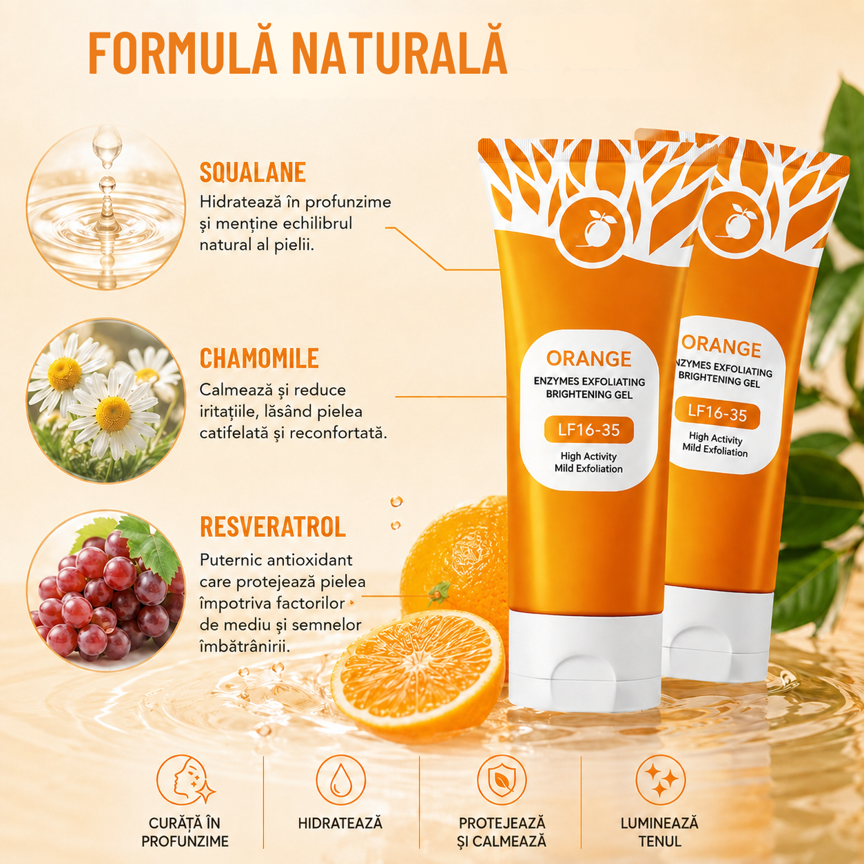 Gel Exfoliant Natural cu Extract de Portocală