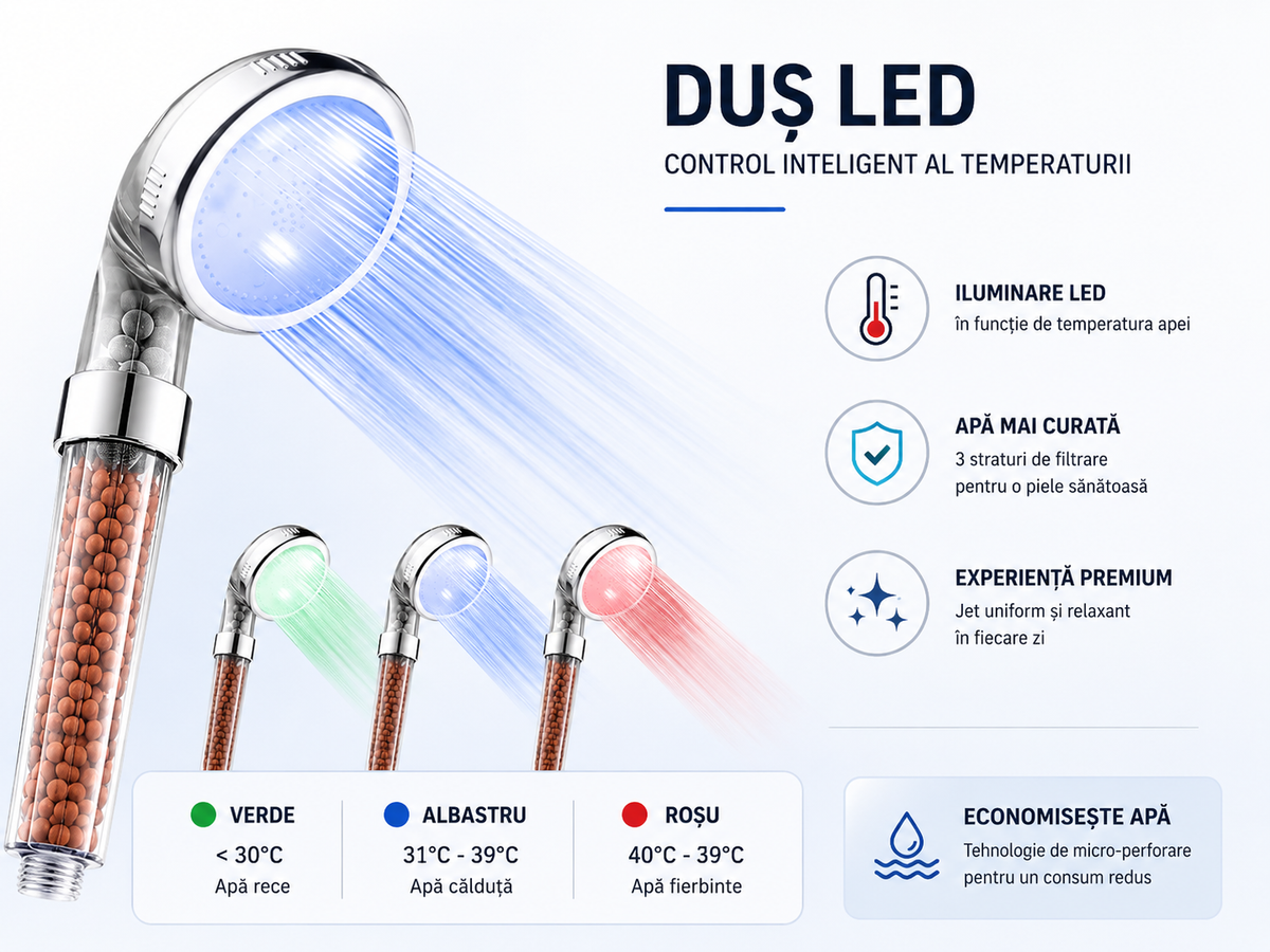 Duș LED Presiune Mare Confort