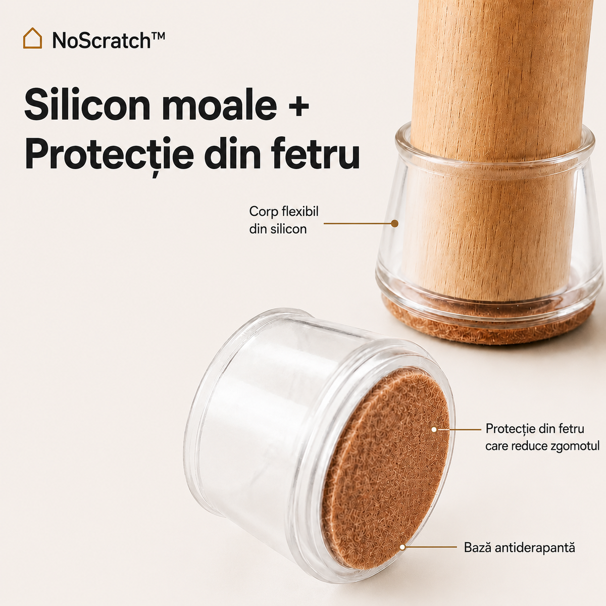 Capace picioare scaun transparente