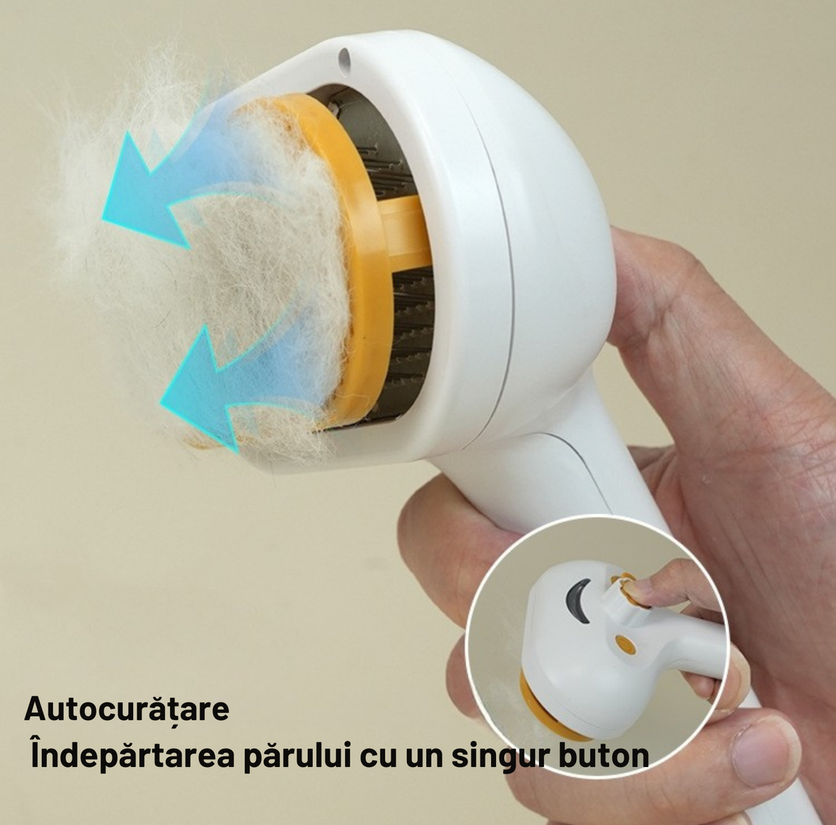 Perie 3-în-1  cu abur și autocurățare pentru pisici și câini